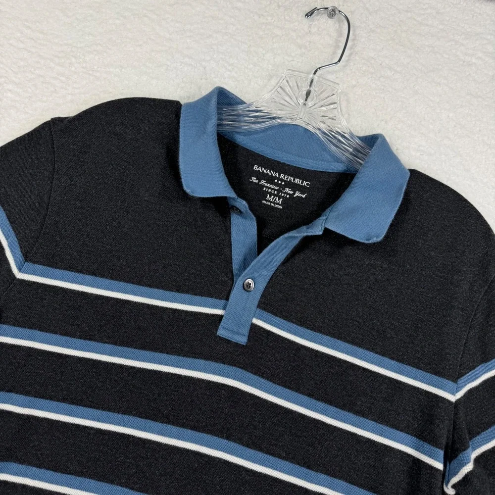 Banana Republic Polo Shirt Mens Medium‎ M Striped Short Sleeve Casual